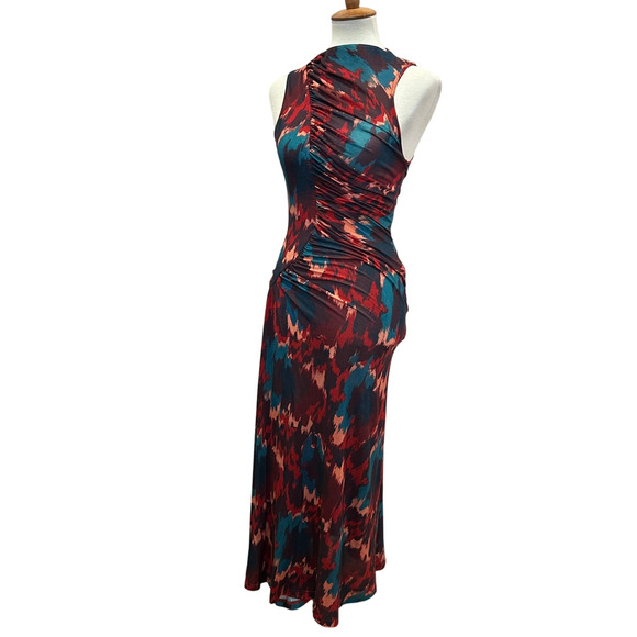 Ulla Johnson Fall Abstract Midi Dress SMALL Bodycon Ruched Career Designer $520 - Picture 5 of 14